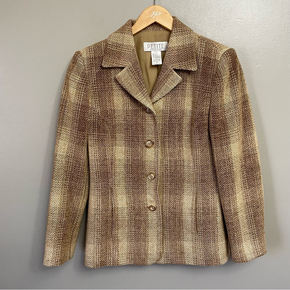 Vintage Petite Sophisticate women’s size 6 Plaid Wool Blend Jacket